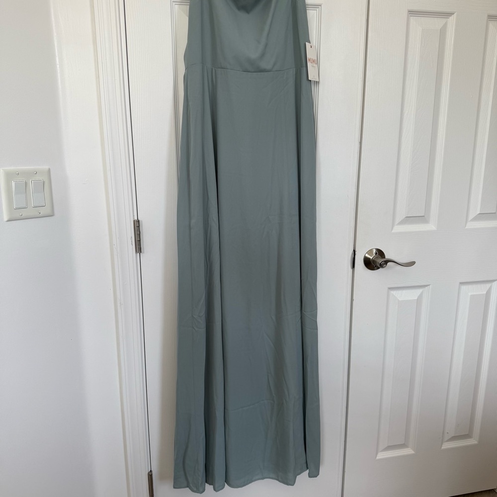 Show Me Your Mumu Lauren Tie Back Sage Green Chiffon Gown Maxi Dress XL NEW - Picture 4 of 14